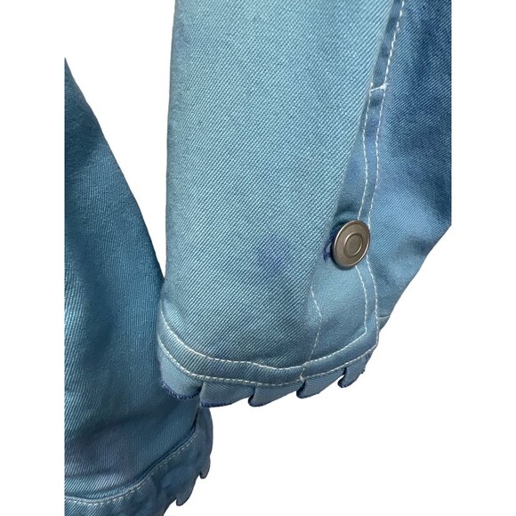 Peck & Peck Weekend Blue Trucker Style Jacket with Ruffle Trim - Picture 5 of 11